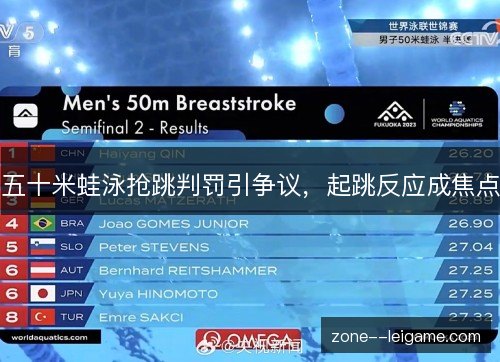 五十米蛙泳抢跳判罚引争议，起跳反应成焦点